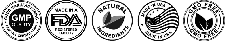FDA-registered and GMP-certified manufacturing badge